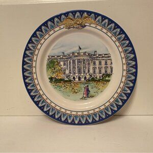 TIFFANY & CO WHITEHOUSE BICENTENNIAL PLATE 1992 VINTAGE HOME DECOR WHITE BLUE